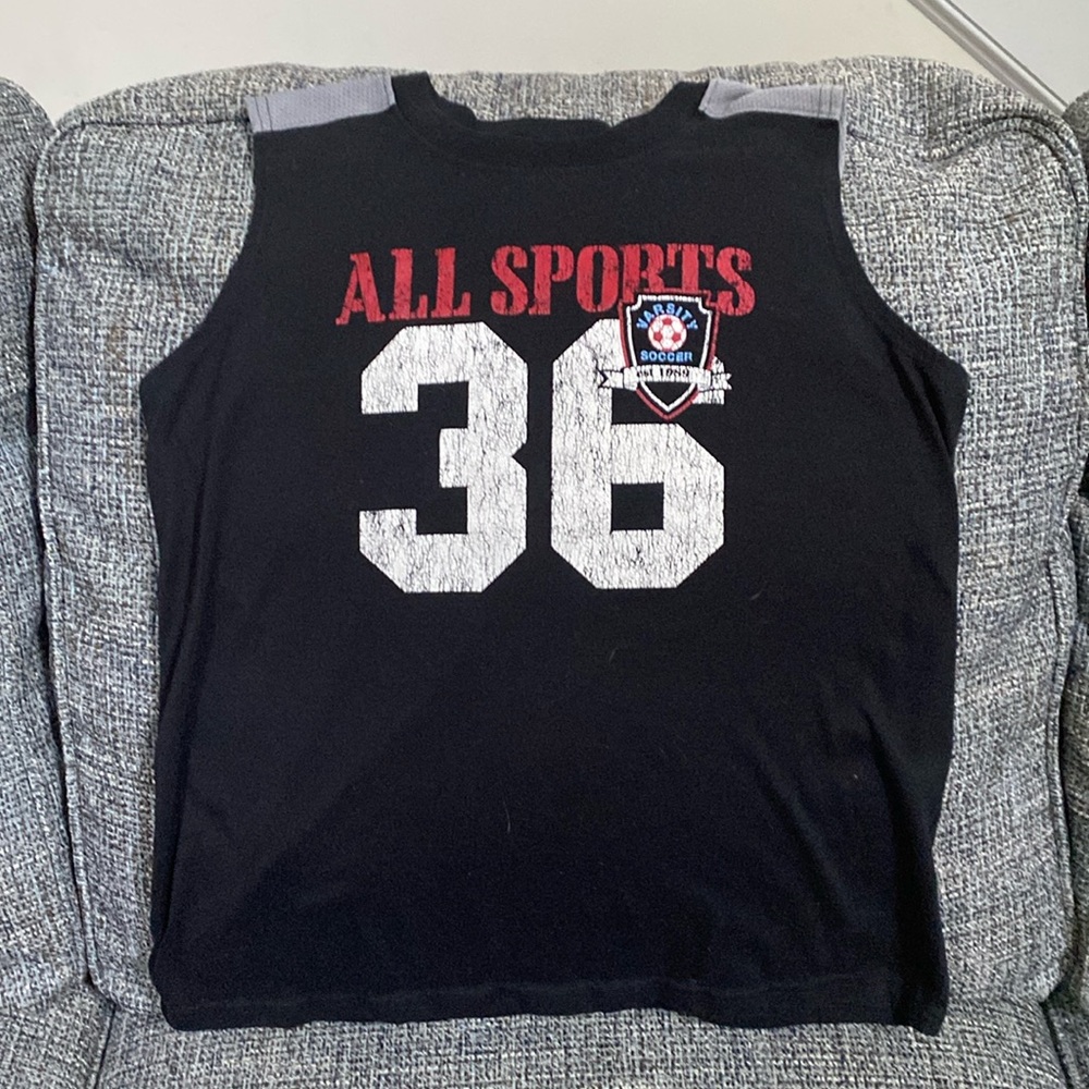 All Sports Varsity Black Soccer Sleeveless Shirt, Size XL (14)